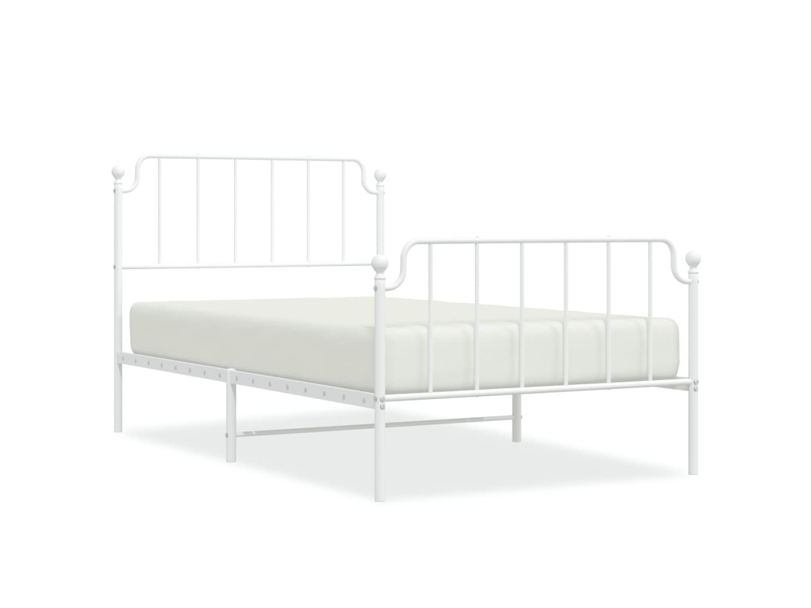 Maison Exclusive - Estructura Cama Sin Colchón Con Estribo Metal Blanco 107x203 Cm