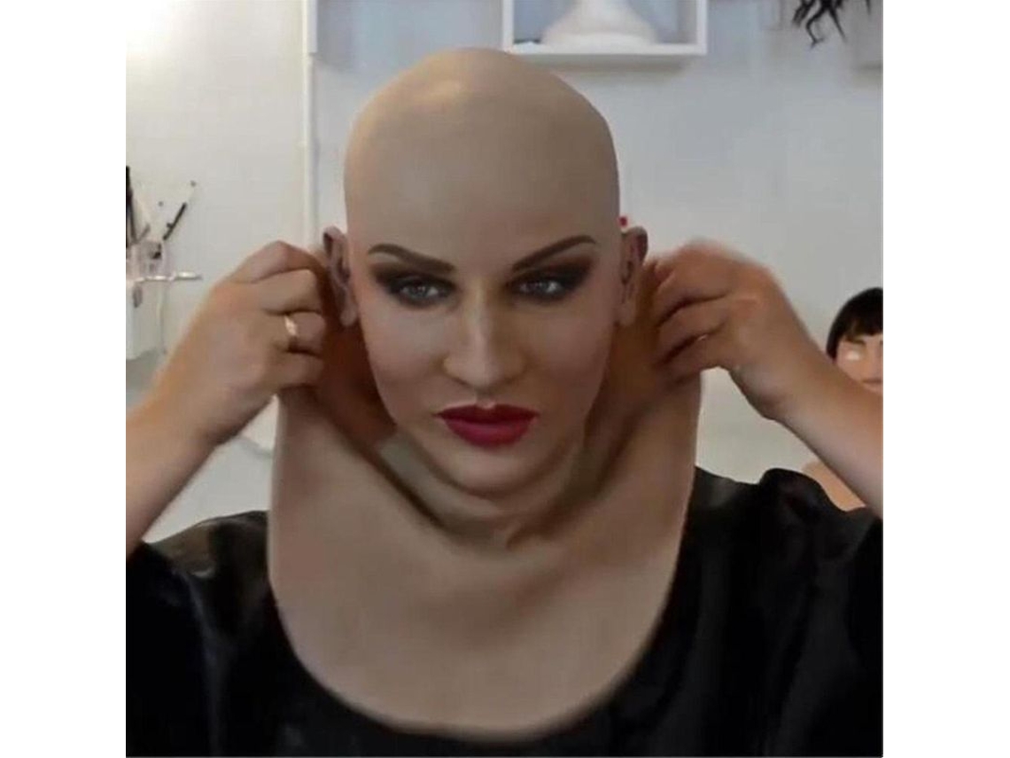 Máscara De Látex Completa Con Cuello Calvo Y Arrugas Aterradoras Para Accesorios De Fiestas De Halloween Yjq