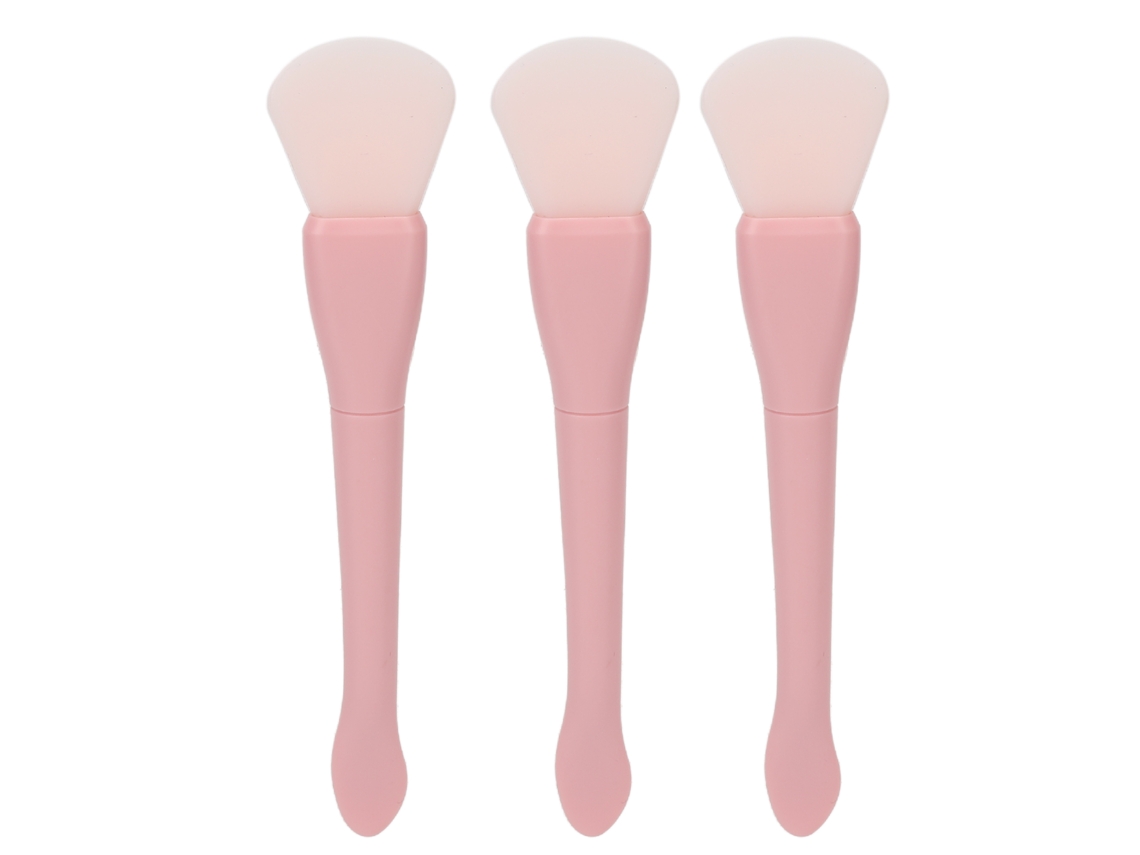 3 piezas de cepillo aplicador de mascarilla facial de silicona con doble cabezal y cuchara para desechar.