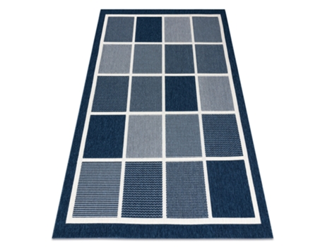 Alfombra Spring 20426994 Sisal Cuadrícula, Marco Bucle - Azul (200 x 290 cm)