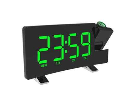 ELKUAIE Reloj despertador de proyección, reloj digital de radio con cargador USB, atenuador de brillo de rango completo de 0-100%, reloj despertado...