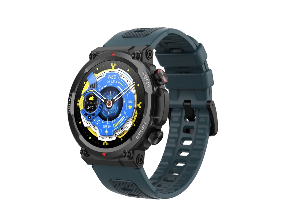 Monitoreo de frecuencia cardíaca, oxígeno en sangre y sueño, llamadas Bluetooth, reloj inteligente impermeable para exteriores (azul)