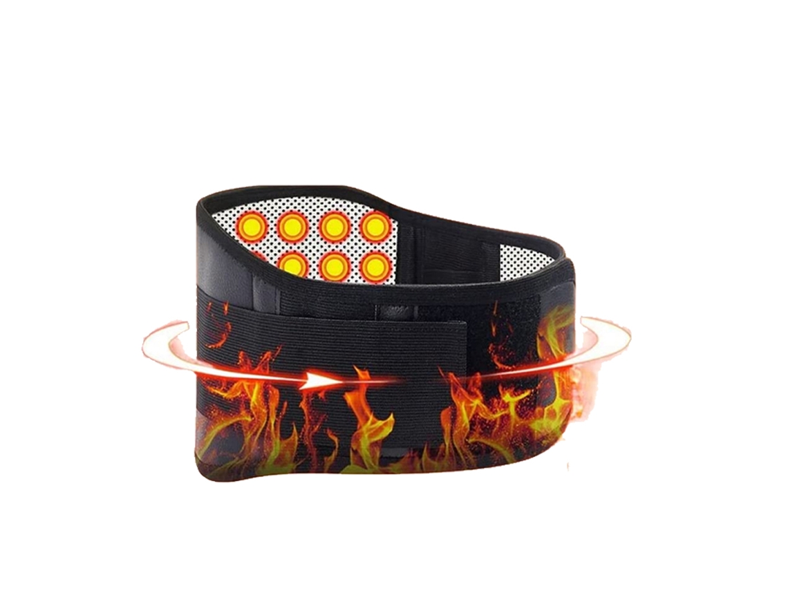 Cinturón ajustable con terapia de turmalina magnética autocalentable para espalda y cintura. (Negro XL)