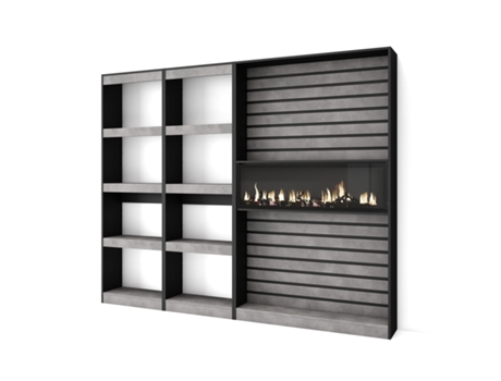 Librería estantería 230x186x25cm Salón - Comedor - Oficina Chimenea eléctrica Cemento SKRAUT HOME