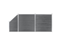 Panel de valla WPC de 2 cuadrados y 1 inclinado, 446 x 186 cm, gris, DKD HOME DECOR