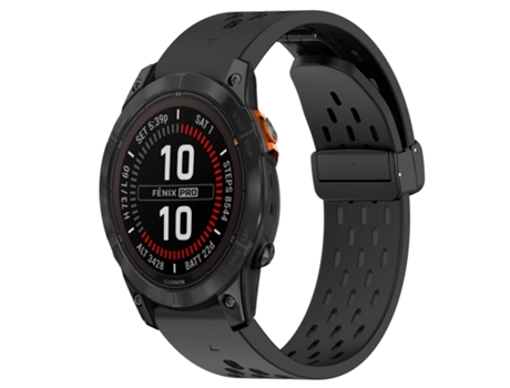 Correa de reloj inteligente para Garmin Fenix 7 Pro 47 mm 22 mm Silicona con hebilla plegable (Negro)