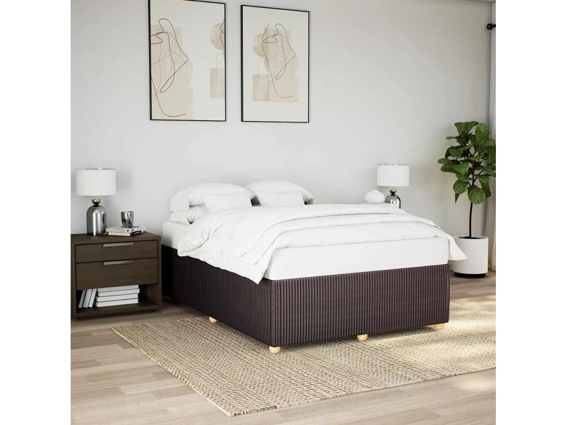 Cama Sin Colchón Tela Marrón Oscuro 140x200 Cm
