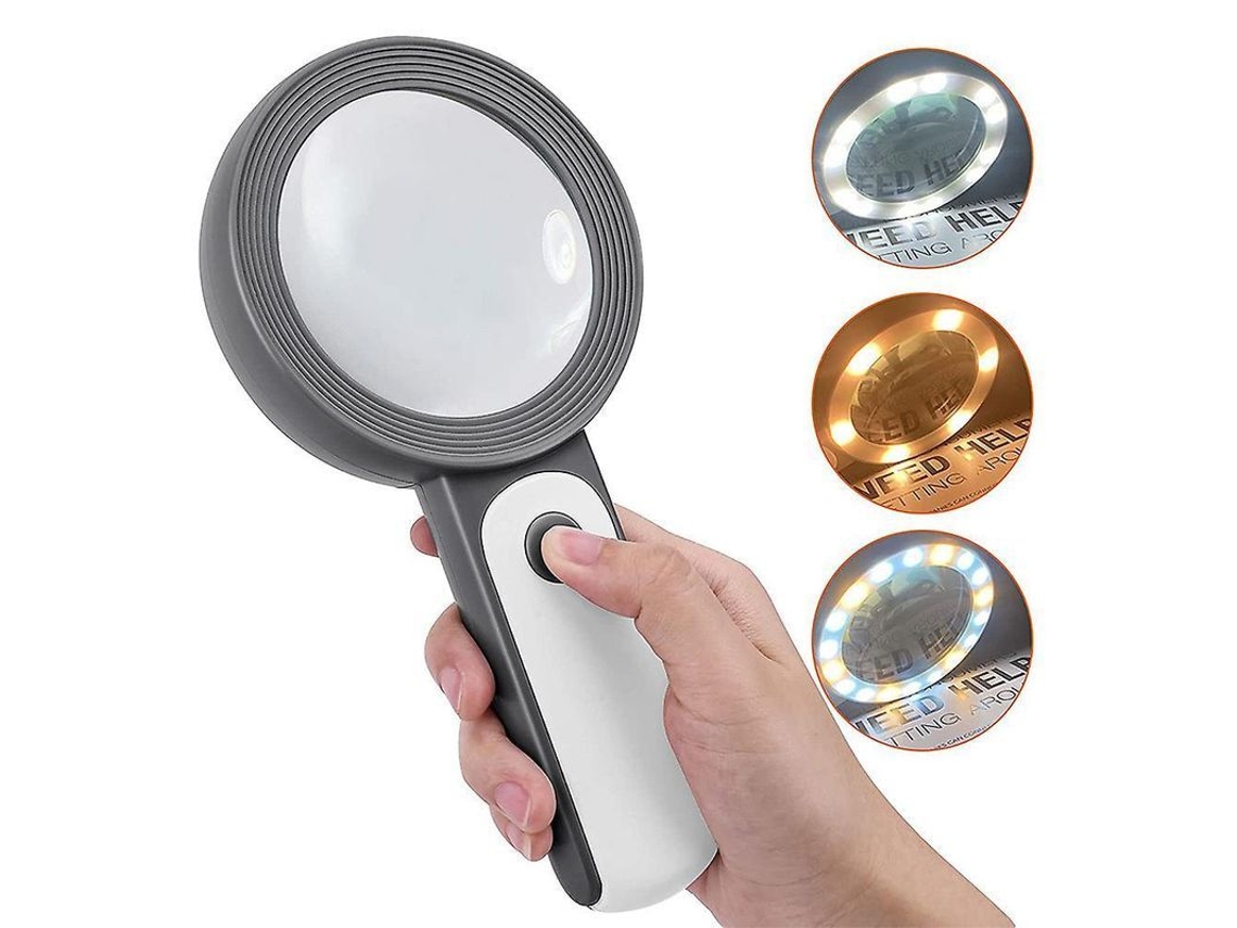 2026rebe-lupa Con Luz Led, Lupa Manual Iluminada De 30x Para Lectura, Mayores Y Degeneración Macular, Lente De Vidrio