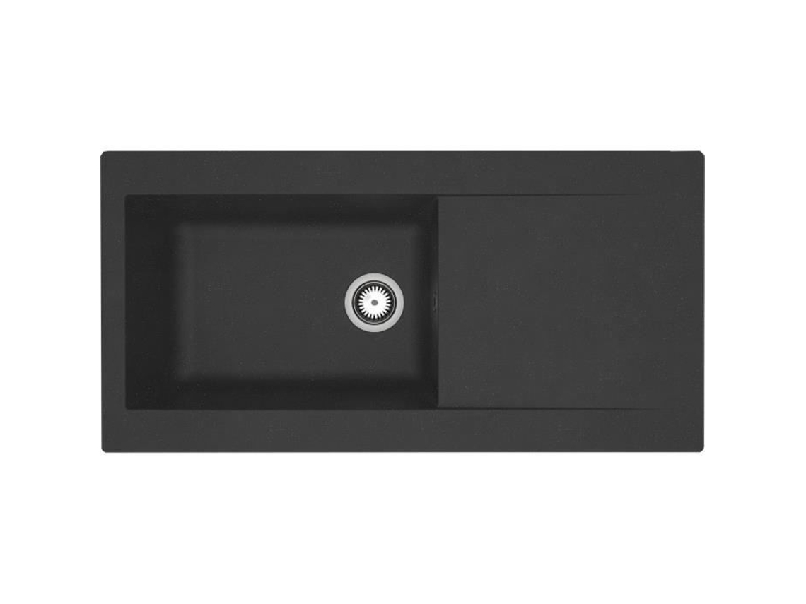 STRADOUR Pia de resina embutida Lierra 1000x500mm 1 tigela grande - Preto - Fabricação francesa