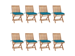 Conjunto 8 Silla de jardín VIDAXL Azul Madera (46.5x58x88 cm)