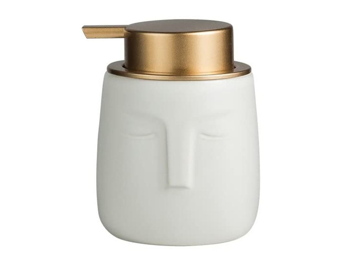 2026-dispensador De Loción Cerámica Con Bomba Dorada Mate Antirrobo, Decorativo (blanco)