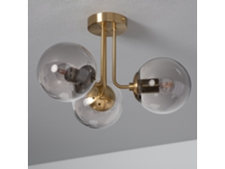 LEDKIA Lámpara de Techo Metal y Cristal Moonlight Brass 3 Focos Gris