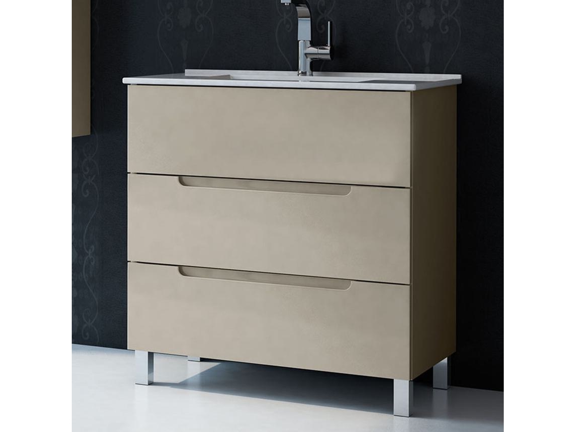 Mueble de baño con Lavabo VICTORIA 100x45 cm acabado Moka mate 3 cajones con patas