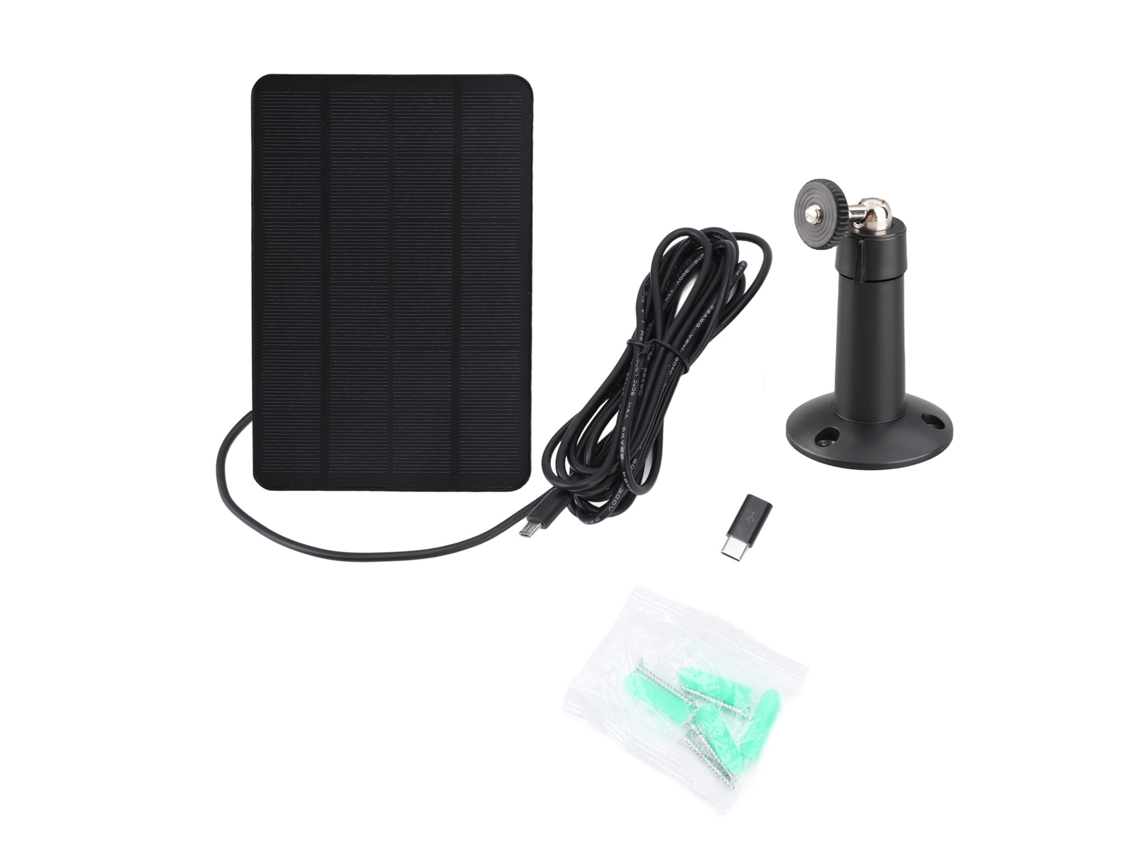 Panel solar para cámara de seguridad (4 W, 5 V, USB C, IP65, resistente al agua)