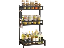 Estante para Especias, Condimentos, Repisa de Cocina Tarros de Condimentos Soporte de Pie Estante Organizador (Negro 3 Niveles) COSHANO