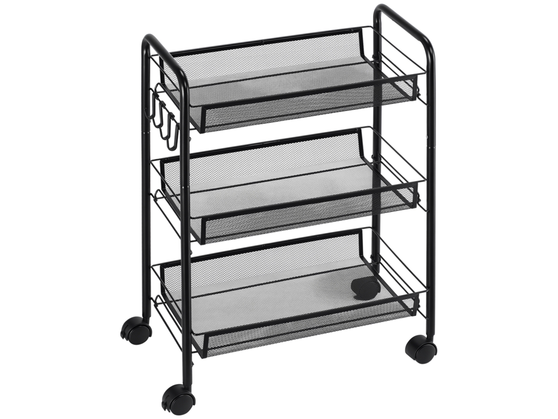 Carrinho 3 Níveis Cestos 45x26,5x63cm Preto