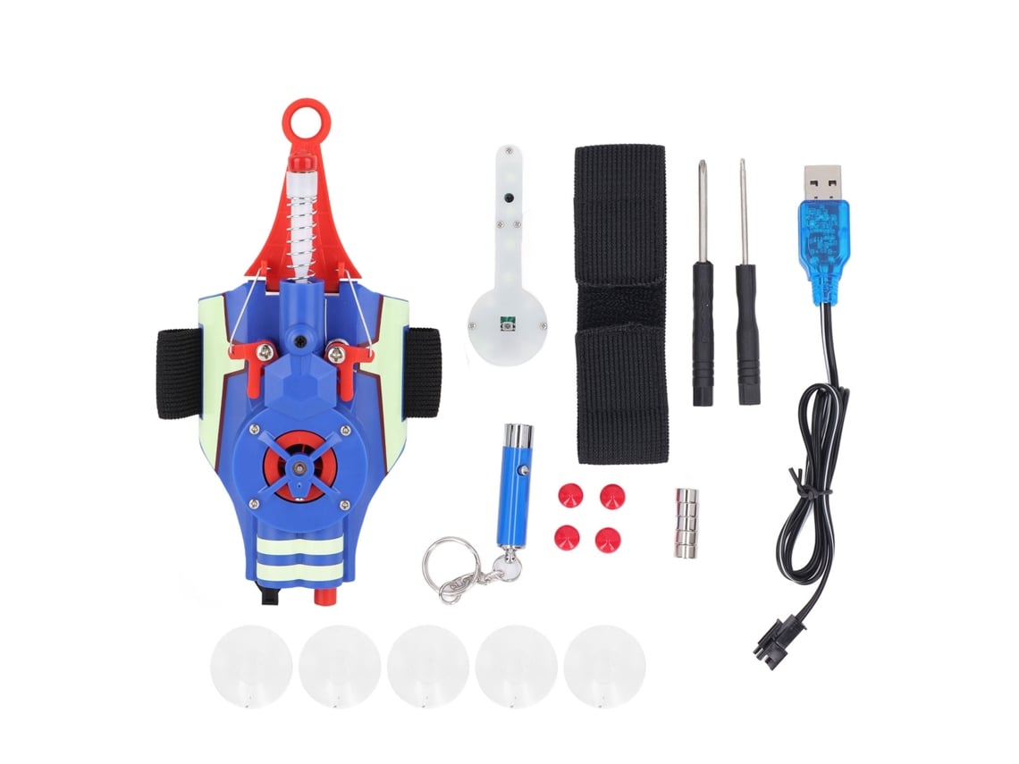 Ats-juguete Lanzador De Cuerda Para Niños Con 5 Ventosas Y 5 Imanes, Luz Azul, 5pcs