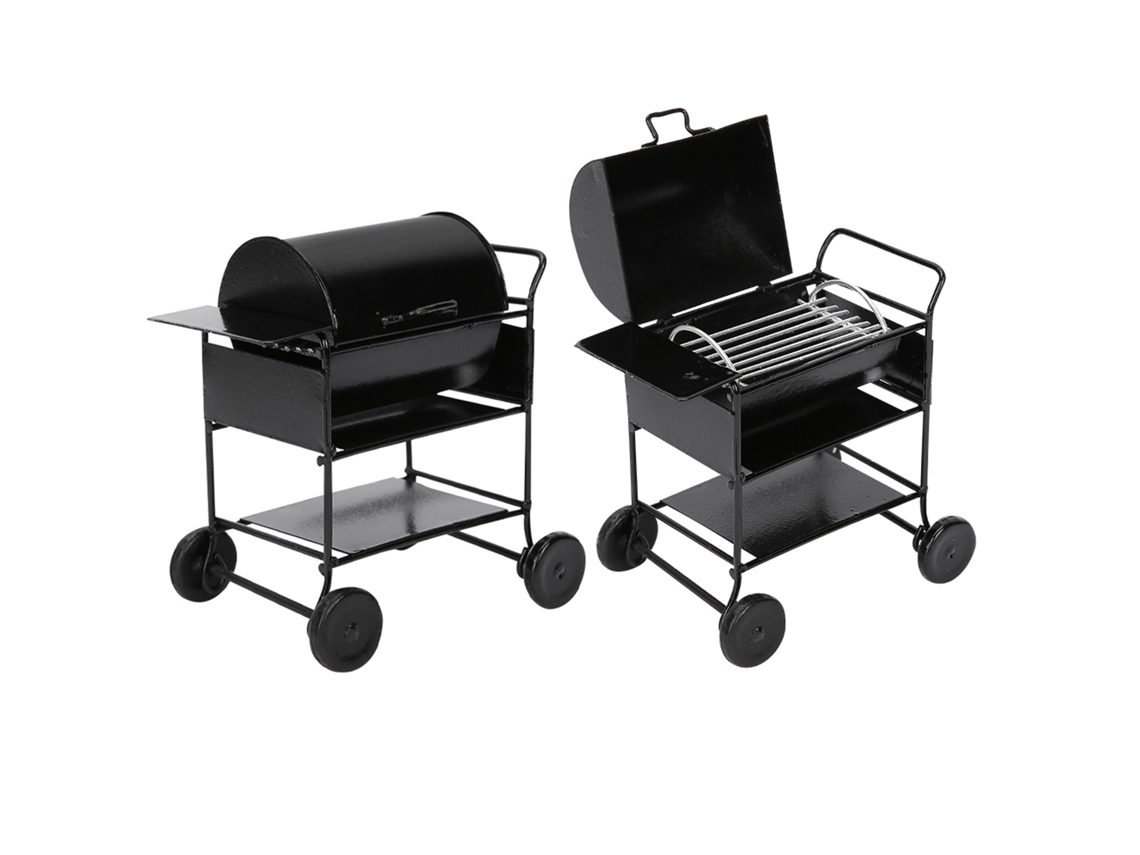 Accesorio Para Casa De Muñecas: Mini Carrito De Barbacoa Con Parrilla De Simulación, Decoración A Escala 1:12