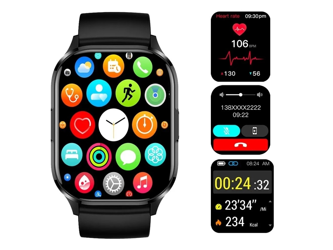 Reloj inteligente Bluetooth llamada reloj 2,01 pulgadas HD siempre en pantalla Fitness Tracker deporte Smartwatch hombres mujeres