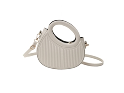 Bolso De Hombro Blanco De Pu Para Mujer Con Asa Redonda Pequeña, Personalizable, Talla Única.