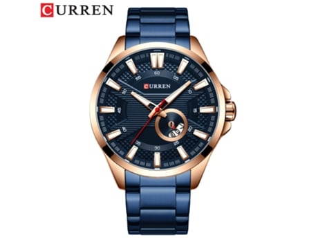 Relojes para hombre, reloj con correa de acero inoxidable para relojes de pulsera impermeables con calendario, color azul concha rosa LUUCOZK