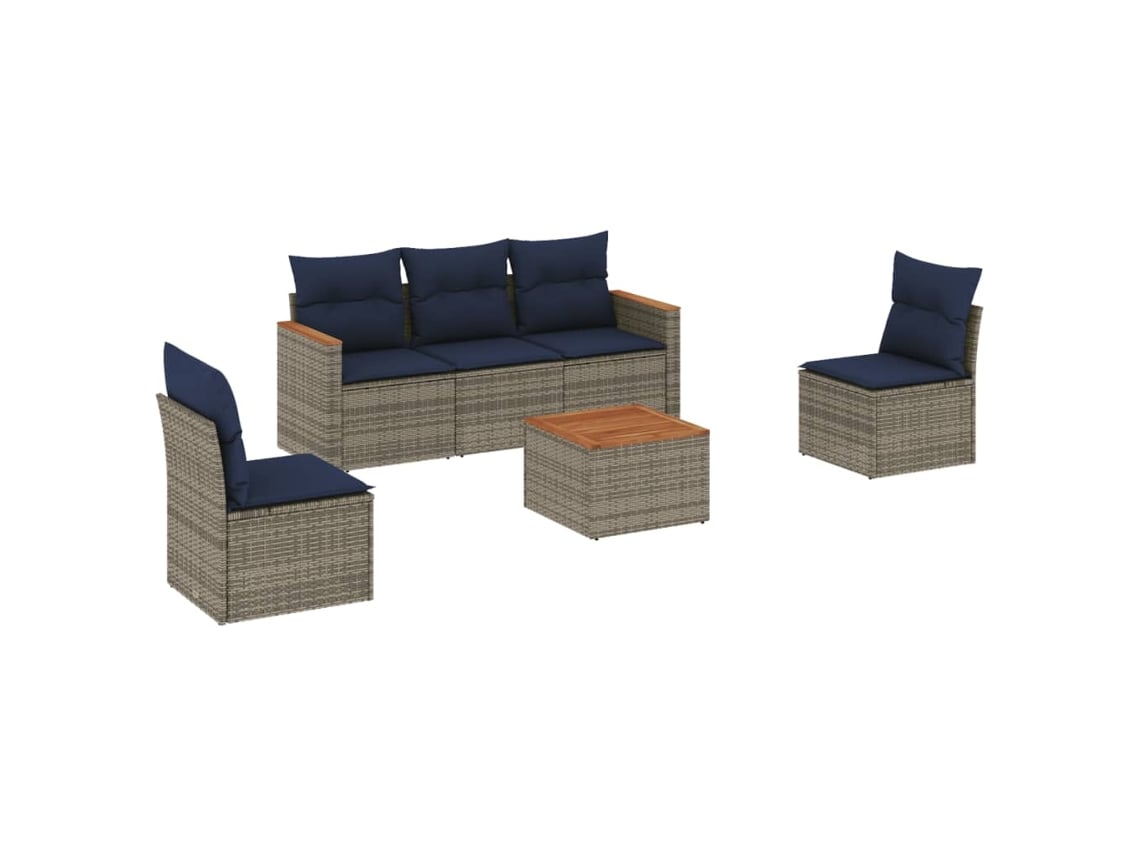 Maison Exclusive - Conjunto De Sofá De Jardín De 6 Piezas Con Cojines, Poliratán Gris