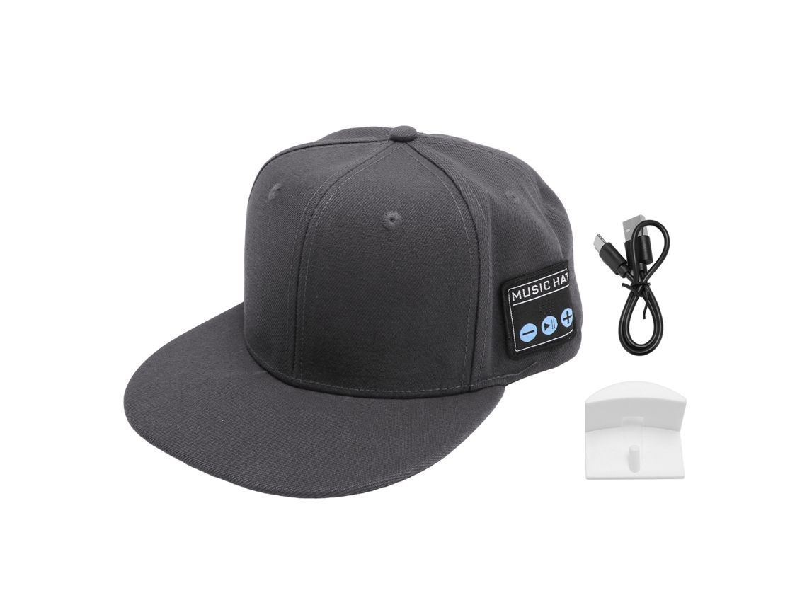 Gorra De Música Inalámbrica Con Altavoz Estéreo Bluetooth Recargable Para Hacer Ejercicio - Negro Gris