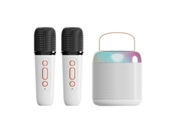 Máquina De Karaoke Profesional Infantil Con 2 Micrófonos Inalámbricos Y Luz Led Para Niños De 3 A 12 Años Blanco Siurn