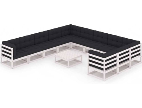 Conjunto 12 de muebles de jardín VIDAXL con cojines madera pino blanco