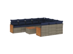 Maison Exclusive - Conjunto De Sofá De Jardín De 11 Piezas Con Cojines, Poliratán Gris