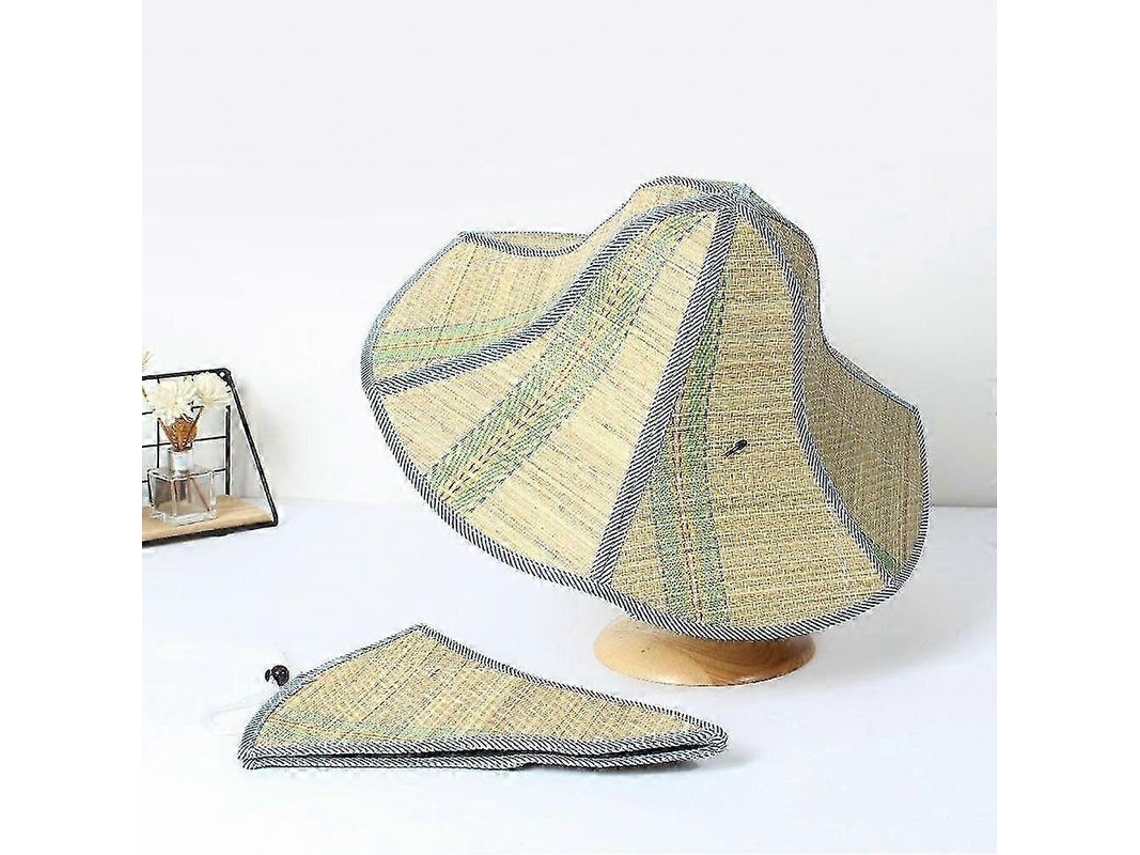 Sombrero De Paja Plegable De Ala Ancha Con Protección Uv Para La Playa, Ideal Para El Verano, Acampar Y Pescar.