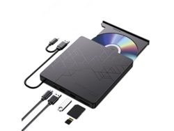 Unidad óptica multifuncional con ranura para tarjetas, unidad óptica externa y grabadora para portátiles y ordenadores de sobremesa, grabadora de discos externa Yunzii 5 en 1