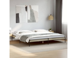 Estructura Cama Madera Ingeniería Metal Roble Sonoma 200x200 Cm