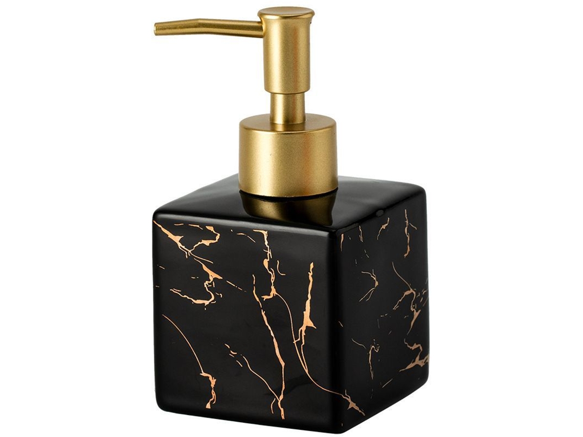 Dispensador de sabão de cerâmica com textura de mármore preto para loção líquida