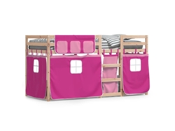 Maison Exclusive - Litera Con Cortinas Madera Maciza De Pino Rosa 75x190 Cm
