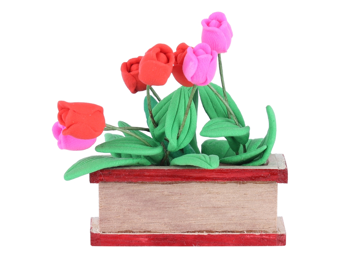 Tulipanes En Miniatura Para Casa De Muñecas Con Base, Hechos De Caoba Blanca Segura Y Decorativa.