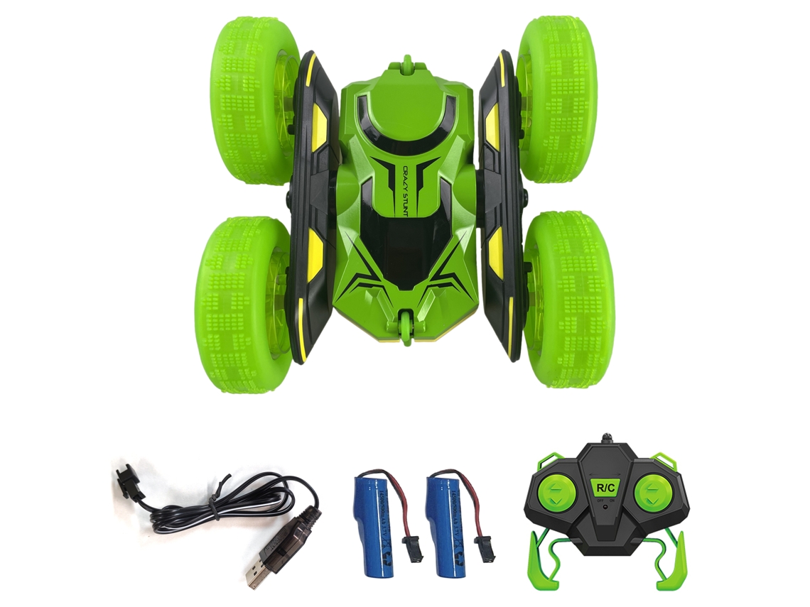 Ymsl Coche De Control Remoto Para Niños, Coche Stunt Eléctrico 4wd 2.4ghz, Con Luces Led Y 2 Baterías Recargables (verde) Hxl