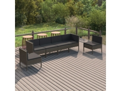 Conjunto de jardín de 6 piezas con cojines de mimbre gris de DKD Home Decor