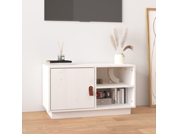 Mueble de Armario Tv 70X34X40 Cm Madera de Pino Maciza Blanco