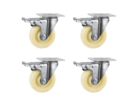 4 Ruedas De Placa Giratorias De Nilon 5' 125Mm Con Freno Para Muebles Carros Soportes COSHANO