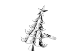 6 Anillos Para Servilletas De Navidad Forma De Árbol Plata Decoración Mesa Bodas Fiestas Hogar