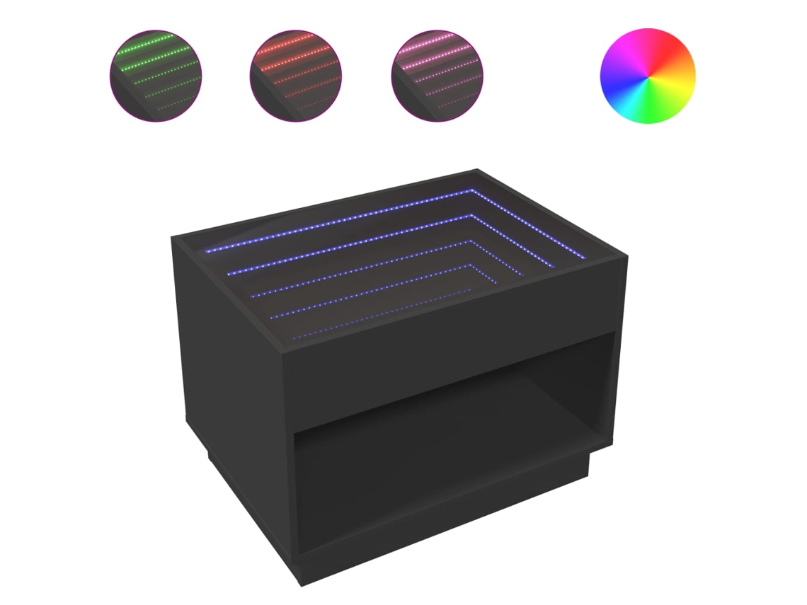 Mesa de centro con luz LED Infinity 70x50x50 cm Negra MAISON EXCLUSIVE