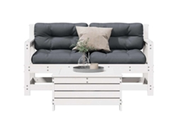 Pcs Conjunto Lounge Jardim C/ Almofadões Pinho Maciço Branco Dkd Home Decor