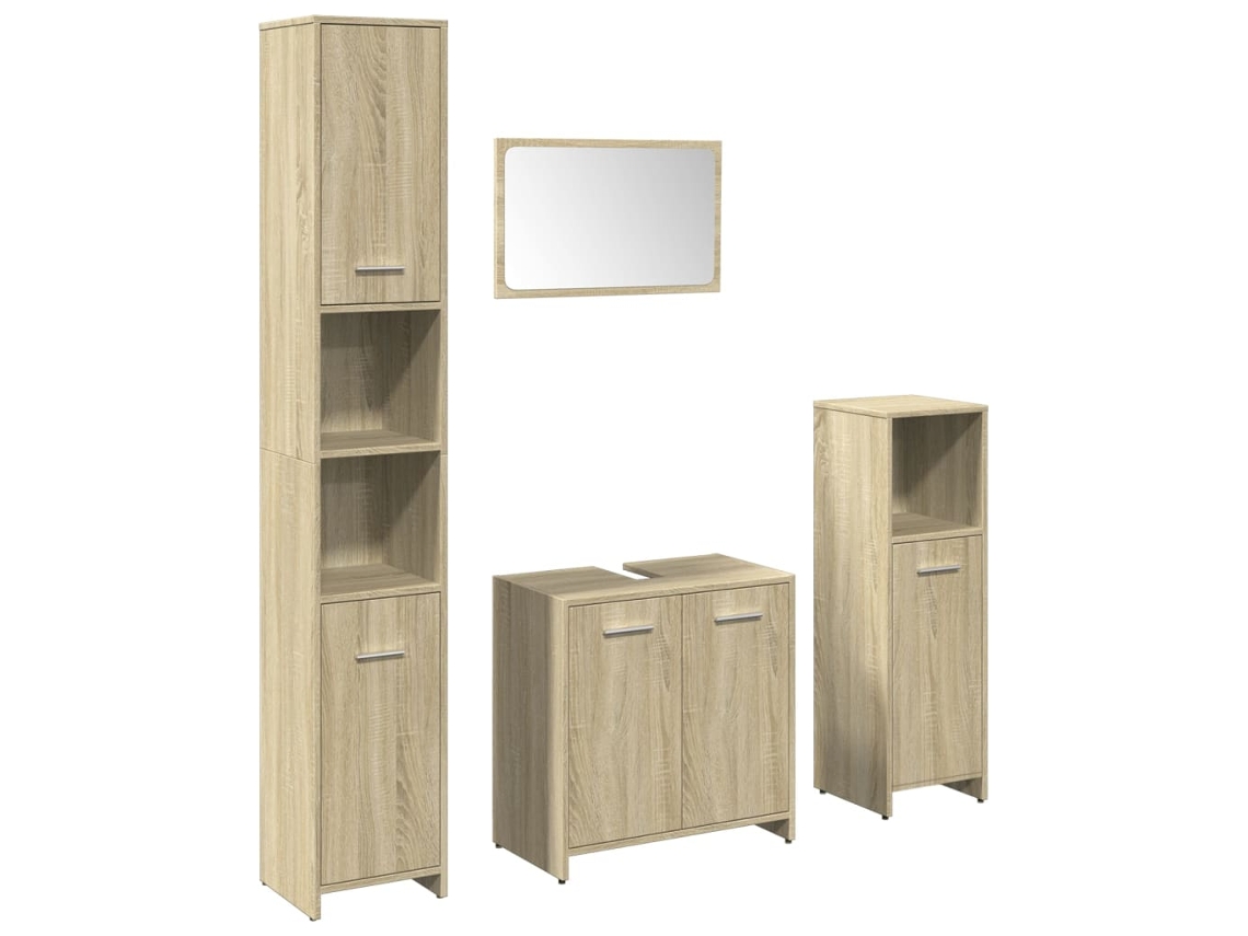 Conjunto de muebles de baño de 4 piezas en madera de roble Sonoma - EXCLUSIVA MAISON