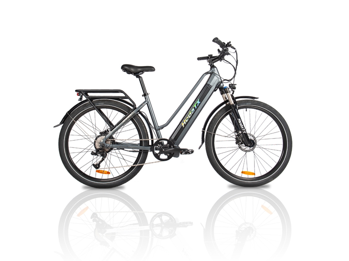 Bicicleta eléctrica urbana Hedatx Tx10 con neumáticos de 27,5", motor de 500 W y batería de 48 VE y 19,2 Ah.