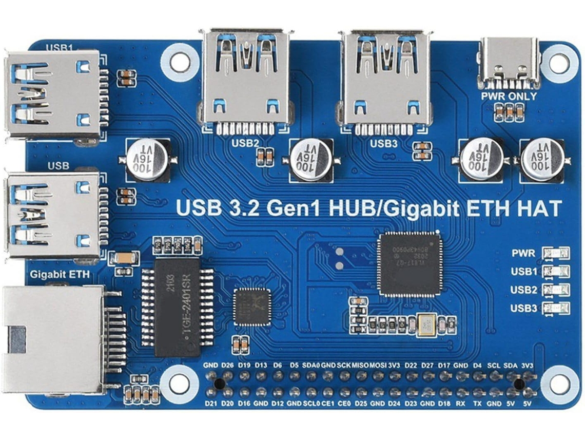 Controlador De Tarjeta De Expansión De Puerto De Red Hub Splitter Eth 3 X Usb 3 2 Gen1 1 Gigabit Ethernet Hat