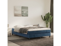 Cama Box Spring Con Colchón Terciopelo Azul Oscuro 140x190 Cm