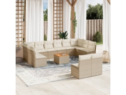 Conjunto de 13 sofás de jardín con cojines de mimbre beige de DKD Home Decor