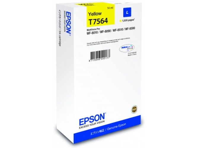 Cartucho de tinta original EPSON, T7564 14 ml , Amarillo, L, C13T756440