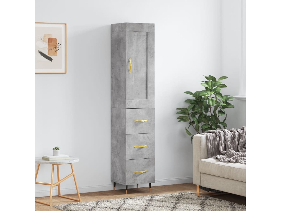 Aparador De Madera Contrachapada Gris Hormigón 34,5x34x180 Cm
